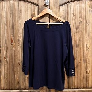 Lilly Pulitzer Navy Blue Top with Gold Accents EUC